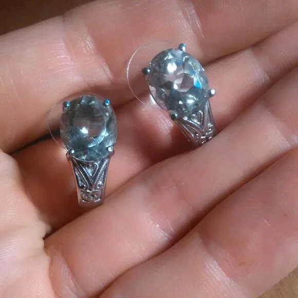 Montezuma Prasiolite Stainless Steel J-Hoop Earrings - Picture 6 of 8